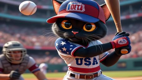 Black Cat Hits a Home Run at the Ballpark wallpaper