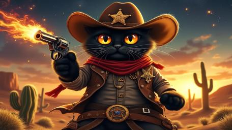 Black Cat Sheriff's Wild West Adventure wallpaper