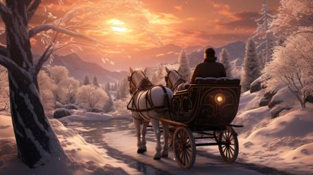 Enchanted Winter Ride Through Snowy Wonderland wallpaper