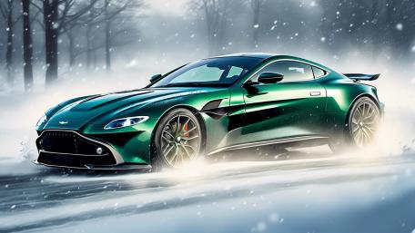 Aston Martin Vantage in the Snow wallpaper
