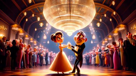 A lady and a gentleman on the dance floor wallpaper