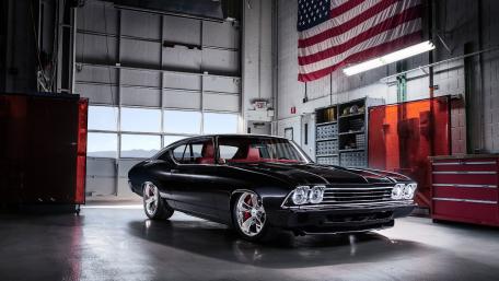 Chevrolet Chevelle in Classic Garage Setting wallpaper
