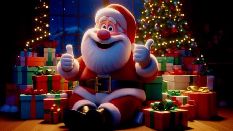 Happy Santa with two thumbs up wallpaper