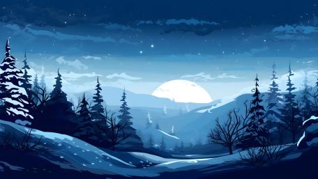 Winter Wonderland Fantasy Landscape Wall Art wallpaper