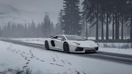 Lamborghini Aventador in a Winter Wonderland wallpaper