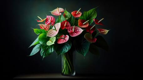 Anthurium flowers in a vase wallpaper