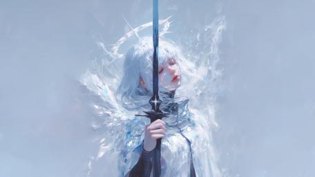 Ethereal Swordswoman 8K Anime Art wallpaper