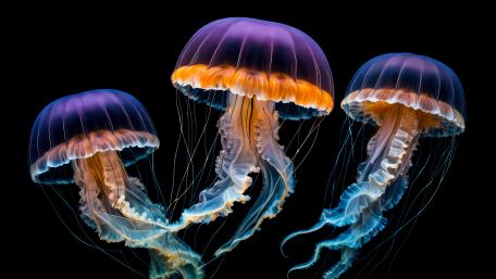 Jellyfish engaged in a floating dance wallpaper