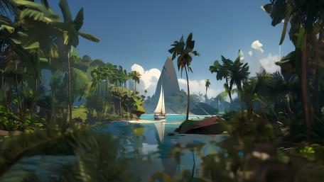 Tropical Paradise Sailboat Adventure wallpaper