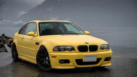Yellow BMW E46 by the Lakeside wallpaper