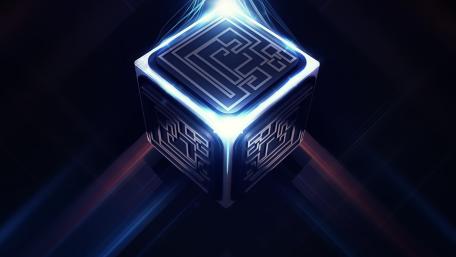 Futuristic Luminescent Cube Odyssey wallpaper