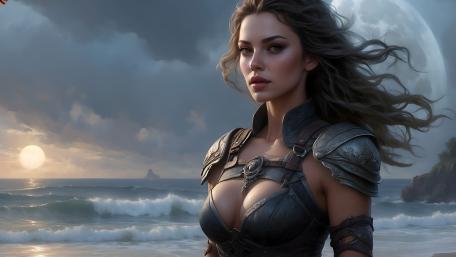 **Mystical Warrior at Dusk** wallpaper