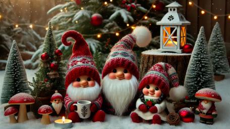 Gnome Christmas in the Garden wallpaper