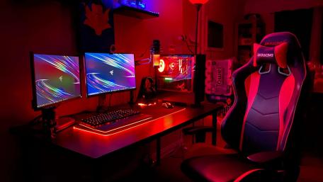 Red Lit Gamer Sanctuary wallpaper