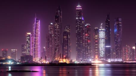 Purple Hues Over Dubai's Majestic Skyline wallpaper