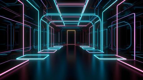 Neon Tunnel Illusion of Light and Space wallpaper