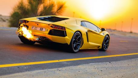 Lamborghini Aventador Blaze in the Desert wallpaper