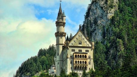 Neuschwanstein Castle Amidst Bavaria’s Lush Landscape wallpaper