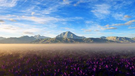 Ethereal Lavender Horizon in Fantasy Landscape wallpaper