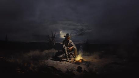 Whispers of the Night Campfire in the Wild West wallpaper