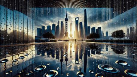 Futuristic cityscape on a morning wallpaper