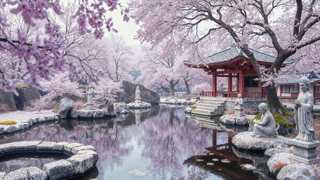 Japanese Spring Serenity in AI Imagination wallpaper