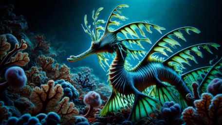 Leafy Sea Dragon on a Corel Reef wallpaper