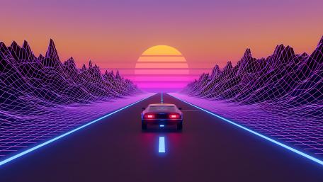 Neon Journey to the Digital Horizon wallpaper