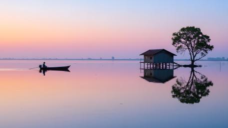 Back Home at Sunset Reflections wallpaper