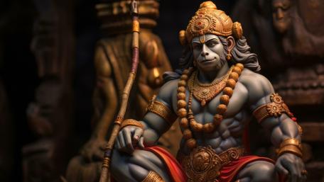 Majestic Hanuman Guardian Statue wallpaper