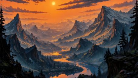 Majestic Fantasy Valley at Sunset wallpaper