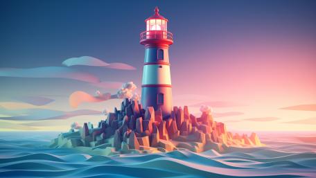 Lighthouse of Dreams: A Fantasy Realm in 5K Art wallpaper