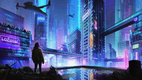 Neon Dreams of a Futuristic City wallpaper