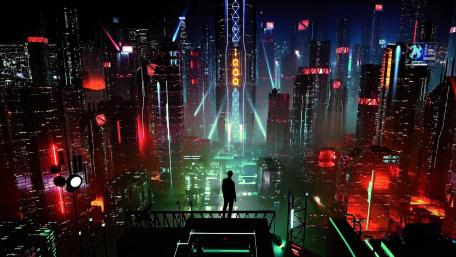 Cyberpunk Dreamscape at Midnight wallpaper