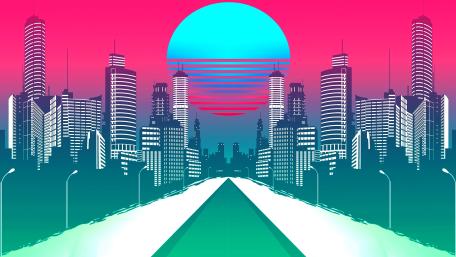 Synthwave Cityscape Dreamscape wallpaper
