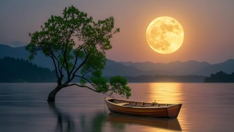 Lunar Serenity: The Moonlit Haven wallpaper