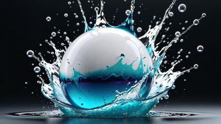 Sphere Splash Fluid Symphony in Blue wallpaper