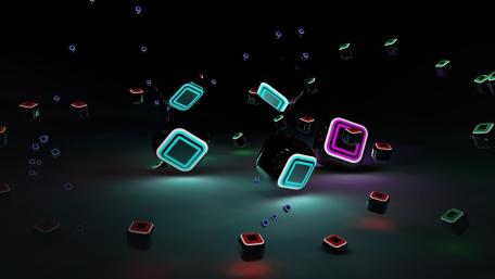 Neon Cubes in a Cosmic Dance wallpaper