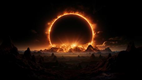 Eclipse Over a Mystical Landscape wallpaper