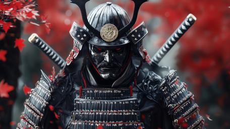 Evil Samurai in Striking Red and Black Armor wallpaper