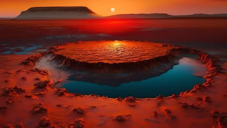 Sunset Over Enchanted Terrain: A Fantasy Landscape wallpaper