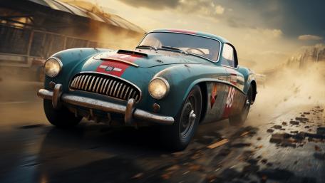 Vintage Racing Glory Unleashed in AI Art wallpaper