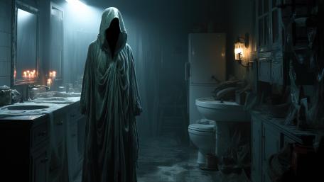 Cloaked Specter in Eerie Light wallpaper