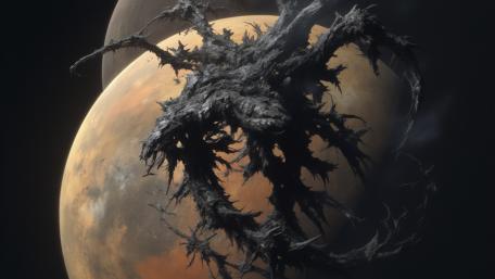 Cosmic Leviathan Awakens in Shadowed Realms wallpaper