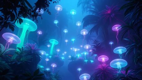 Enchanted Jellyfish Realm in 8K Splendor wallpaper