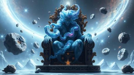Demonic Cosmic Throne in a Celestial Realm wallpaper