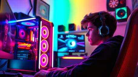 Neon Gamer Haven in 8K Resolution wallpaper