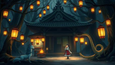 Mystical Night at the Enchanted Shrine wallpaper