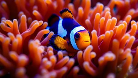 A clownfish on sea anemone wallpaper