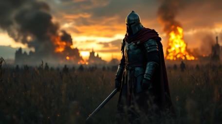 Knight's Valor in Fiery Battlefield wallpaper